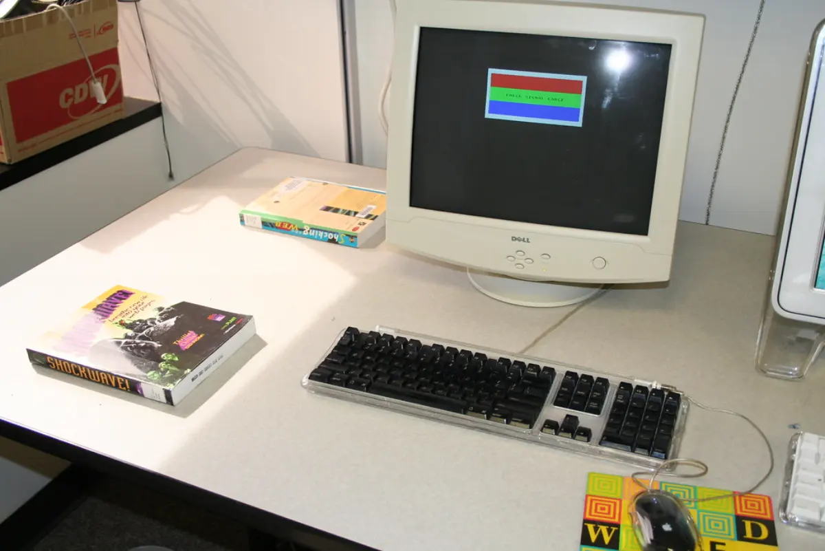 A desktop computer with a monitor and keyboard